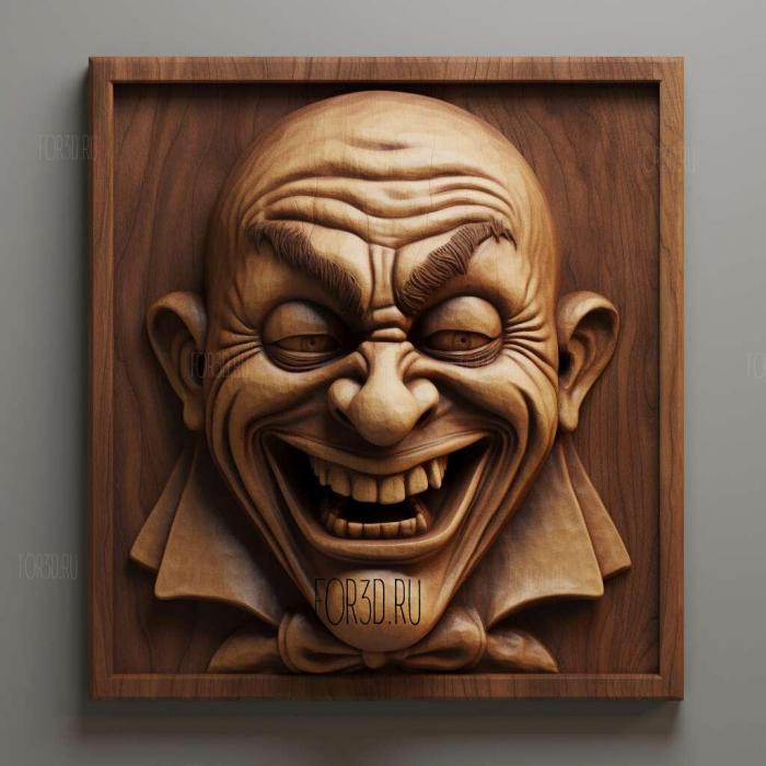 Joker grinning 3 stl model for CNC